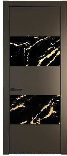 Дверь Profil Doors 22PA цвет Перламутр бронза стекло Нефи черный узор золото цвет профиля Черный матовый RAL9005