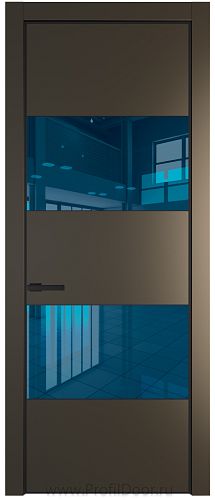 Дверь Profil Doors 22PA цвет Перламутр бронза стекло Зеркало Blue цвет профиля Черный матовый RAL9005