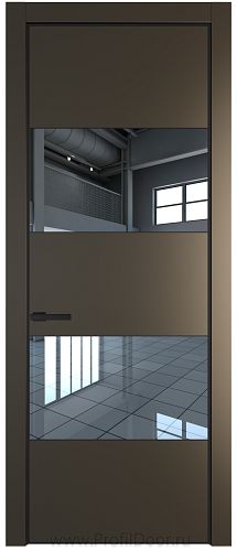Дверь Profil Doors 22PA цвет Перламутр бронза стекло Зеркало цвет профиля Черный матовый RAL9005