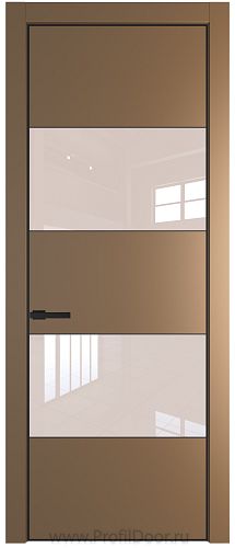 Дверь Profil Doors 22PA цвет Перламутр золото стекло Lacobel Перламутровый лак цвет профиля Черный матовый RAL9005