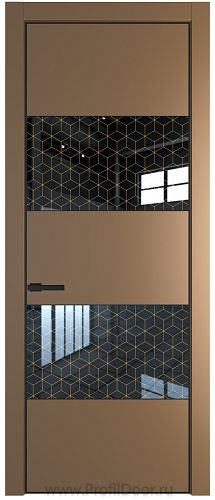 Дверь Profil Doors 22PA цвет Перламутр золото стекло Лоран узор золото цвет профиля Черный матовый RAL9005