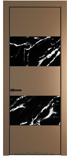 Дверь Profil Doors 22PA цвет Перламутр золото стекло Нефи черный узор серебро цвет профиля Черный матовый RAL9005