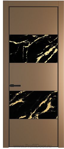 Дверь Profil Doors 22PA цвет Перламутр золото стекло Нефи черный узор золото цвет профиля Черный матовый RAL9005