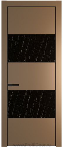 Дверь Profil Doors 22PA цвет Перламутр золото стекло Неро мрамор цвет профиля Черный матовый RAL9005