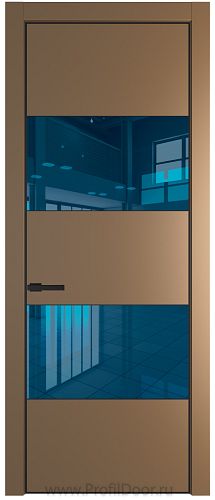 Дверь Profil Doors 22PA цвет Перламутр золото стекло Зеркало Blue цвет профиля Черный матовый RAL9005