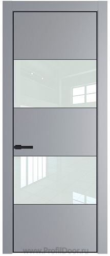 Дверь Profil Doors 22PA цвет Смоки (RAL 870-02) стекло Lacobel Белый лак цвет профиля Черный матовый RAL9005