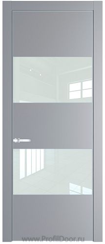 Дверь Profil Doors 22PA цвет Смоки (RAL 870-02) стекло Lacobel Белый лак цвет профиля Серебро