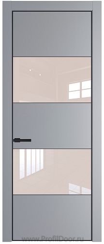 Дверь Profil Doors 22PA цвет Смоки (RAL 870-02) стекло Lacobel Перламутровый лак цвет профиля Черный матовый RAL9005