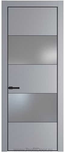 Дверь Profil Doors 22PA цвет Смоки (RAL 870-02) стекло Lacobel Серебро Матлак цвет профиля Черный матовый RAL9005