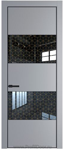 Дверь Profil Doors 22PA цвет Смоки (RAL 870-02) стекло Лоран узор золото цвет профиля Черный матовый RAL9005