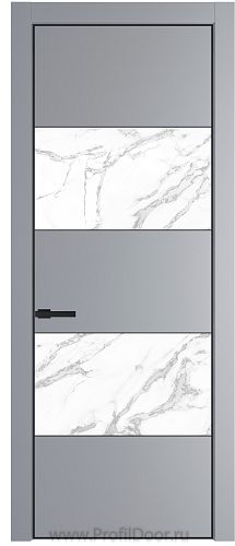 Дверь Profil Doors 22PA цвет Смоки (RAL 870-02) стекло Нефи белый узор серебро цвет профиля Черный матовый RAL9005