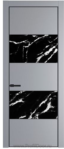 Дверь Profil Doors 22PA цвет Смоки (RAL 870-02) стекло Нефи черный узор серебро цвет профиля Черный матовый RAL9005