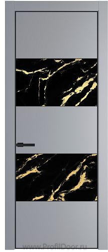 Дверь Profil Doors 22PA цвет Смоки (RAL 870-02) стекло Нефи черный узор золото цвет профиля Черный матовый RAL9005