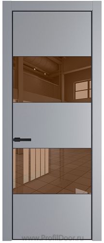 Дверь Profil Doors 22PA цвет Смоки (RAL 870-02) стекло Зеркало Bronza цвет профиля Черный матовый RAL9005