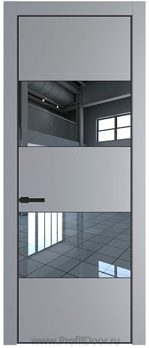Дверь Profil Doors 22PA цвет Смоки (RAL 870-02) стекло Зеркало цвет профиля Черный матовый RAL9005