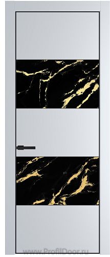 Дверь Profil Doors 22PA цвет Вайт (RAL 110 96 02) стекло Нефи черный узор золото цвет профиля Черный матовый RAL9005