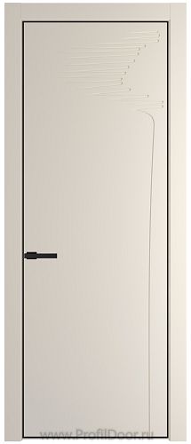 Дверь Profil Doors 25PA цвет Кремовая Магнолия (RAL 120-04) цвет профиля Черный матовый RAL9005