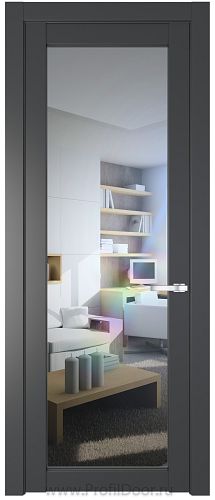 Дверь Profil Doors 1.1.2PD цвет Графит (Pantone 425С) стекло Прозрачное