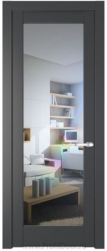 Дверь Profil Doors 4.1.2PD цвет Графит (Pantone 425С) стекло Прозрачное