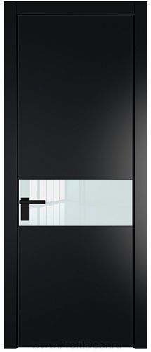 Дверь Profil Doors 17PE цвет Блэк кромка Черный матовый RAL9005 стекло Lacobel Белый лак