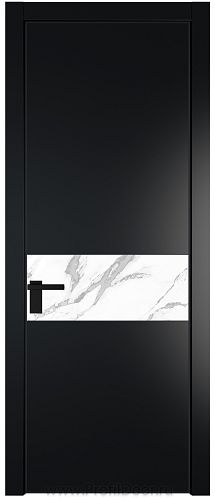 Дверь Profil Doors 17PE цвет Блэк кромка Черный матовый RAL9005 стекло Нефи белый узор серебро