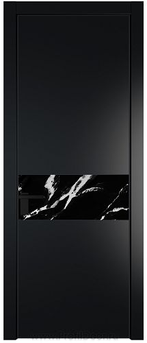 Дверь Profil Doors 17PE цвет Блэк кромка Черный матовый RAL9005 стекло Нефи черный узор серебро
