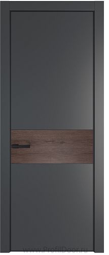 Дверь Profil Doors 17PE цвет Графит (Pantone 425С) кромка Черный матовый RAL9005 вставка Дуб Тобакко