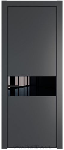 Дверь Profil Doors 17PE цвет Графит (Pantone 425С) кромка Черный матовый RAL9005 стекло Lacobel Черный лак