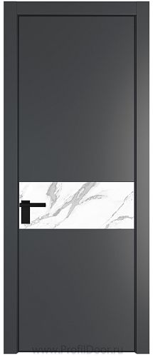 Дверь Profil Doors 17PE цвет Графит (Pantone 425С) кромка Черный матовый RAL9005 стекло Нефи белый узор серебро