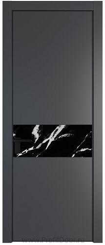 Дверь Profil Doors 17PE цвет Графит (Pantone 425С) кромка Черный матовый RAL9005 стекло Нефи черный узор серебро