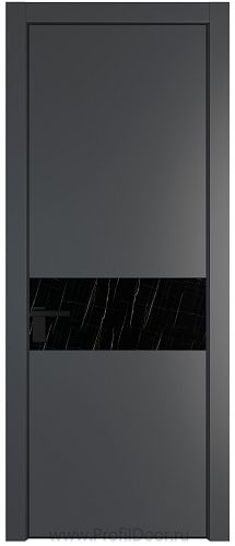 Дверь Profil Doors 17PE цвет Графит (Pantone 425С) кромка Черный матовый RAL9005 стекло Неро мрамор