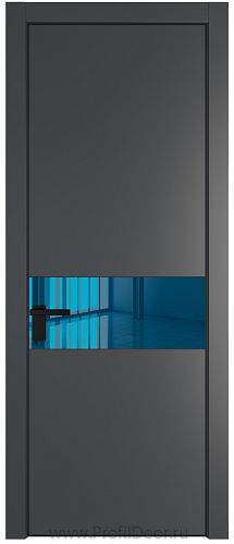 Дверь Profil Doors 17PE цвет Графит (Pantone 425С) кромка Черный матовый RAL9005 стекло Зеркало Blue