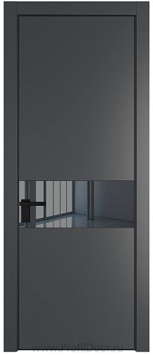 Дверь Profil Doors 17PE цвет Графит (Pantone 425С) кромка Черный матовый RAL9005 стекло Зеркало Grey