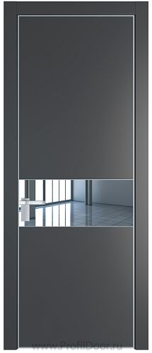 Дверь Profil Doors 17PE цвет Графит (Pantone 425С) кромка Серебро стекло Зеркало
