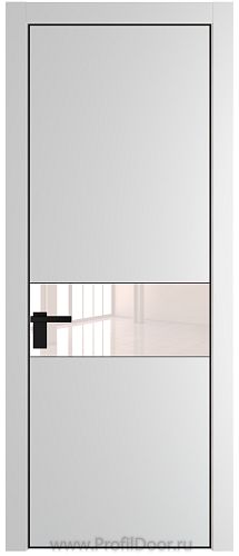 Дверь Profil Doors 17PE цвет Крем Вайт (RAL 120-02) кромка Черный матовый RAL9005 стекло Lacobel Перламутровый лак