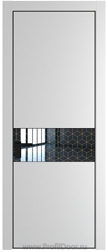 Дверь Profil Doors 17PE цвет Крем Вайт (RAL 120-02) кромка Черный матовый RAL9005 стекло Лоран узор золото