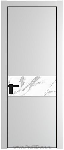 Дверь Profil Doors 17PE цвет Крем Вайт (RAL 120-02) кромка Черный матовый RAL9005 стекло Нефи белый узор серебро