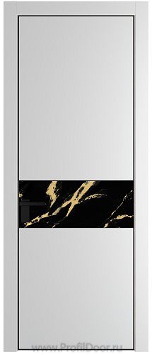 Дверь Profil Doors 17PE цвет Крем Вайт (RAL 120-02) кромка Черный матовый RAL9005 стекло Нефи черный узор золото