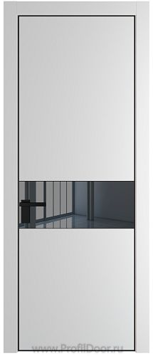 Дверь Profil Doors 17PE цвет Крем Вайт (RAL 120-02) кромка Черный матовый RAL9005 стекло Зеркало Grey