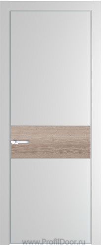 Дверь Profil Doors 17PE цвет Крем Вайт (RAL 120-02) кромка Серебро вставка Дуб Сонома