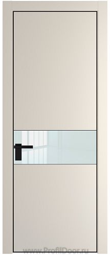 Дверь Profil Doors 17PE цвет Кремовая Магнолия (RAL 120-04) кромка Черный матовый RAL9005 стекло Lacobel Белый лак