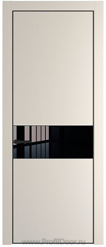 Дверь Profil Doors 17PE цвет Кремовая Магнолия (RAL 120-04) кромка Черный матовый RAL9005 стекло Lacobel Черный лак