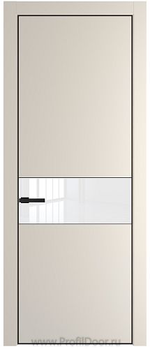 Дверь Profil Doors 17PE цвет Кремовая Магнолия (RAL 120-04) кромка Черный матовый RAL9005 стекло Lacobel лак Классик