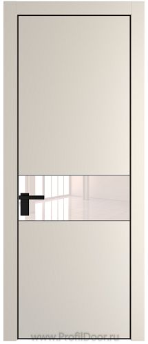 Дверь Profil Doors 17PE цвет Кремовая Магнолия (RAL 120-04) кромка Черный матовый RAL9005 стекло Lacobel Перламутровый лак