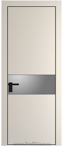 Дверь Profil Doors 17PE цвет Кремовая Магнолия (RAL 120-04) кромка Черный матовый RAL9005 стекло Lacobel Серебро Матлак