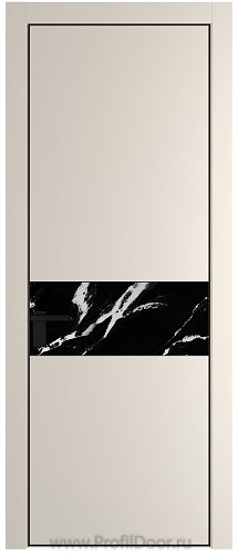 Дверь Profil Doors 17PE цвет Кремовая Магнолия (RAL 120-04) кромка Черный матовый RAL9005 стекло Нефи черный узор серебро