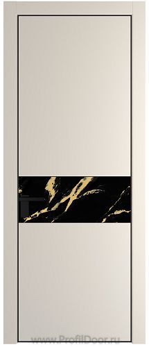 Дверь Profil Doors 17PE цвет Кремовая Магнолия (RAL 120-04) кромка Черный матовый RAL9005 стекло Нефи черный узор золото