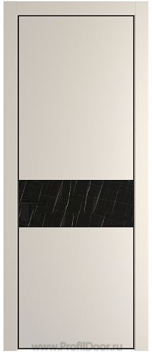 Дверь Profil Doors 17PE цвет Кремовая Магнолия (RAL 120-04) кромка Черный матовый RAL9005 стекло Неро мрамор