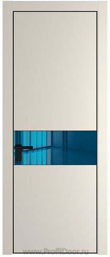 Дверь Profil Doors 17PE цвет Кремовая Магнолия (RAL 120-04) кромка Черный матовый RAL9005 стекло Зеркало Blue