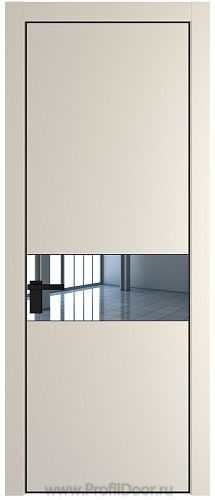 Дверь Profil Doors 17PE цвет Кремовая Магнолия (RAL 120-04) кромка Черный матовый RAL9005 стекло Зеркало
